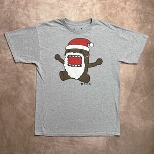 Domo Santa Claus T-Shirt Gray Short Sleeve Men's M Christmas Y2K 2011 Streetwear